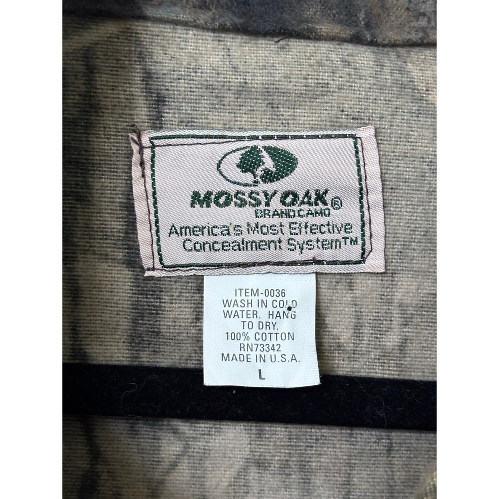 Mossy Oak Camo Bomber Jacket Mens Large Vintage 100 Cotton Full Zip Made in USA - Picture 2 of 7